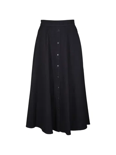 Akris Punto Button-front A-line Skirt In Blue