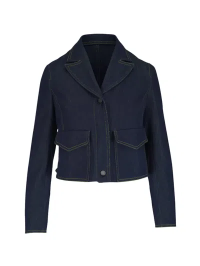Akris Punto Button-front Cropped Denim Jacket In Blue