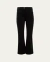 Akris Punto Cali Cropped Stretch Velvet Bootcut Pants In Black