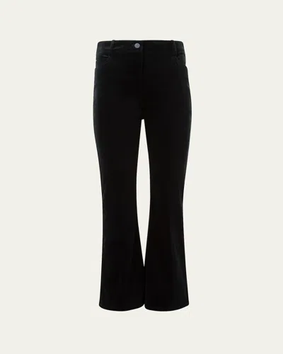 Akris Punto Cali Cropped Stretch Velvet Bootcut Pants In Black