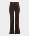 Akris Punto Cali Cropped Stretch Velvet Bootcut Pants In Brown