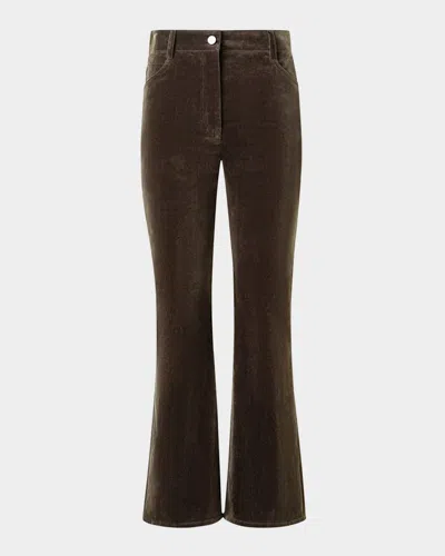 Akris Punto Cali Cropped Stretch Velvet Bootcut Pants In Brown