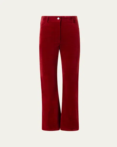 AKRIS PUNTO CALI CROPPED STRETCH VELVET BOOTCUT PANTS