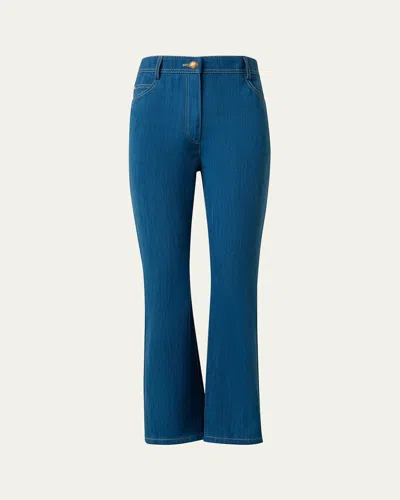 Akris Punto Cali Flared Denim Cropped Pants In Sky