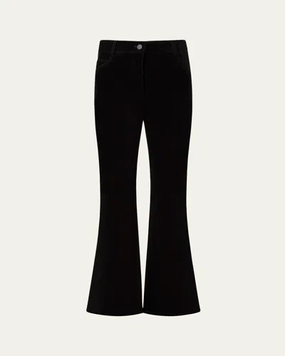 Akris Punto Cali Flared Velvet Cropped Pants In Black