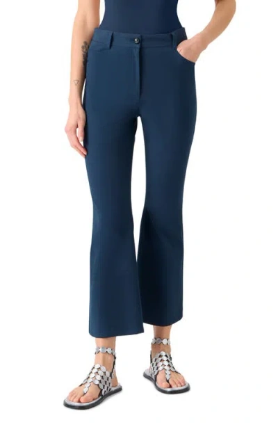 Akris Punto Cali Stretch Cotton Crop Bootcut Pants In Blue