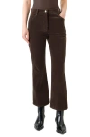 Akris Punto Cali Stretch Velveteen Crop Bootcut Pants In Brown
