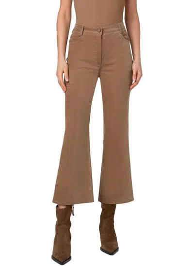 AKRIS PUNTO CALI VELVET ANKLE BOOTCUT PANTS IN CARAMEL