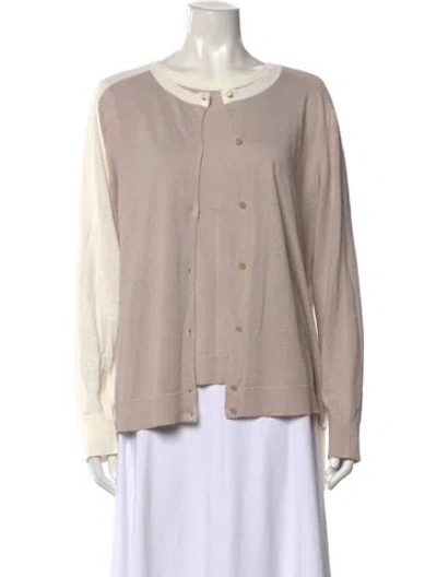 Pre-owned Akris Punto Cardigan Set Linen Sweater In Neutral