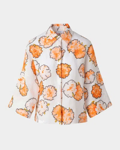 AKRIS PUNTO CARNATION LIGHTWEIGHT LINEN BLOUSE