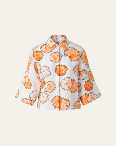 AKRIS PUNTO CARNATION LIGHTWEIGHT LINEN BLOUSE