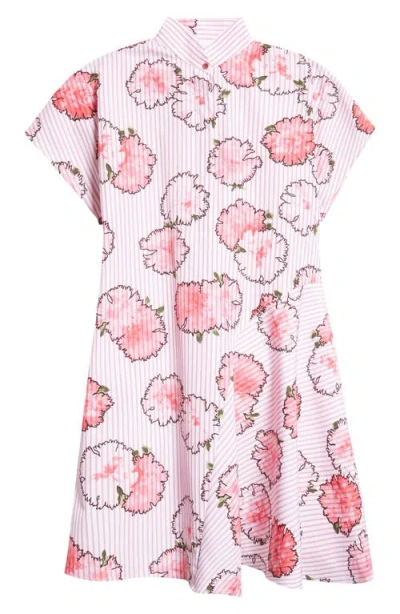 Akris Punto Carnation Print Cotton Poplin Dress In Cream-pale Pink