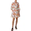 Akris Punto Carnation Print Cotton Poplin Shirtdress In Orange-multi