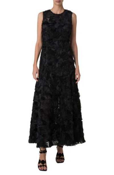 Akris Punto Carnation Tulle Sleeveless Fit & Flare Dress In Black