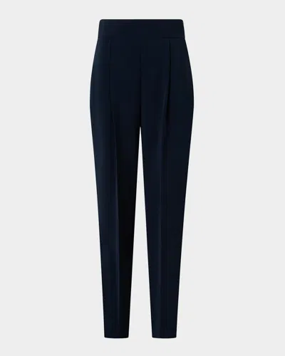 Akris Punto Caro Pleated Slouchy Straight-leg Pants In Navy