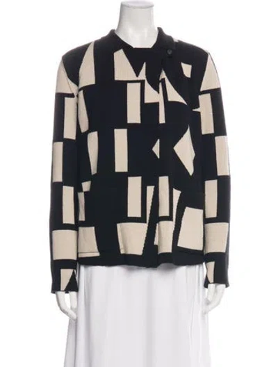 Pre-owned Akris Punto Cashmere Patterned Sweater In Blue