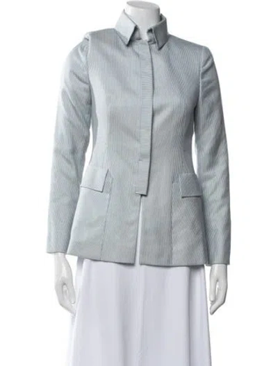 Pre-owned Akris Punto Cashmere Striped Blazer In Blue