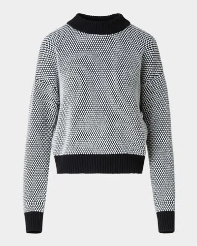 AKRIS PUNTO CASHMERE-WOOL 3D DOT KNIT CREWNECK SWEATER
