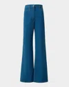 Akris Punto Celia Cotton Stretch Denim Flare Pants In Medium Blue Denim