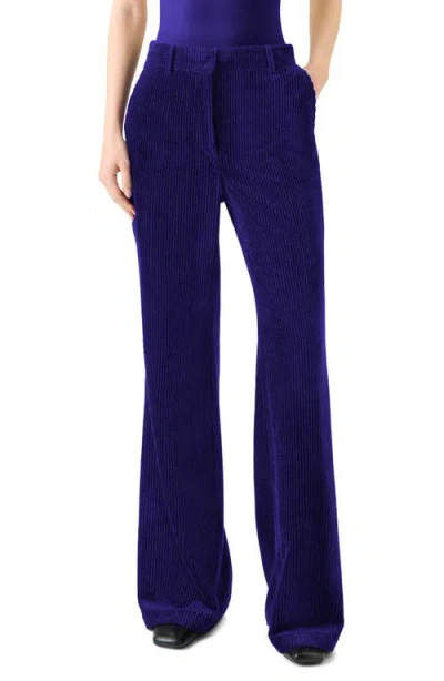 Akris Punto Celia Washed Corduroy Bootcut Pants In Blue