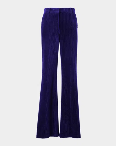 Akris Punto Celia Washed Corduroy Bootcut Pants In Purple