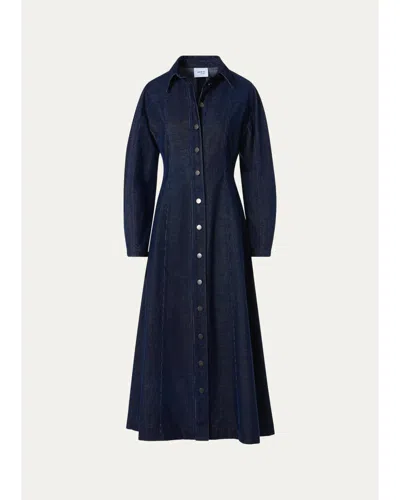 Akris Punto Changent Micro Corduroy Midi Dress In Navy