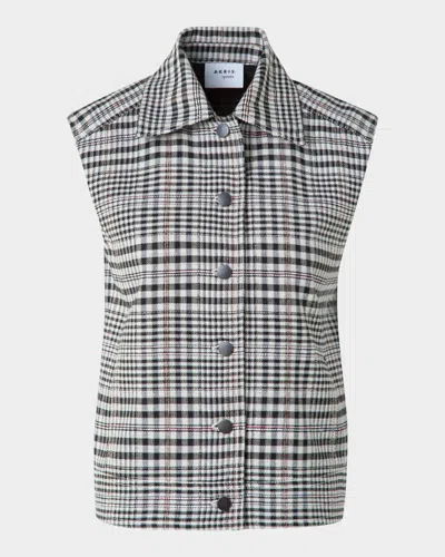 AKRIS PUNTO CHECK CAP SLEEVE COTTON-BLEND JACKET