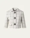 Akris Punto Check Cashew Denim Cropped Jacket In Cashew-black