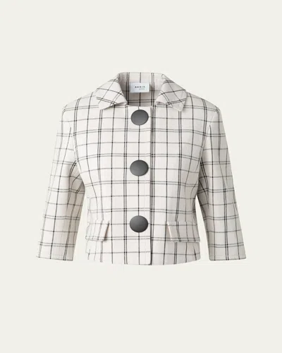 Akris Punto Check Cashew Denim Cropped Jacket In Cashew-black