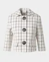 Akris Punto Check Cashew Denim Cropped Jacket In Cashew-black