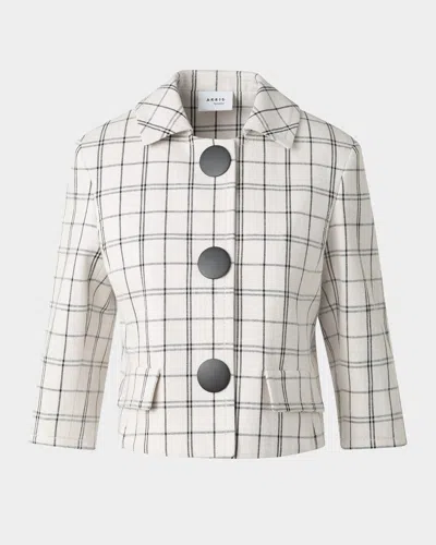 AKRIS PUNTO CHECK CASHEW DENIM CROPPED JACKET