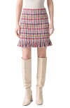 Akris Punto Check Tweed Fringed Skirt In Multi