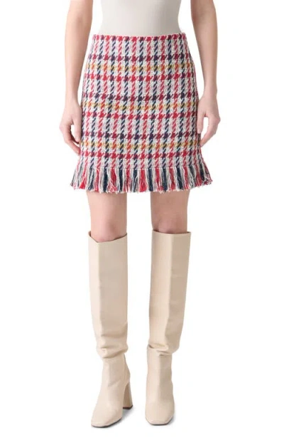 Akris Punto Check Tweed Fringed Skirt