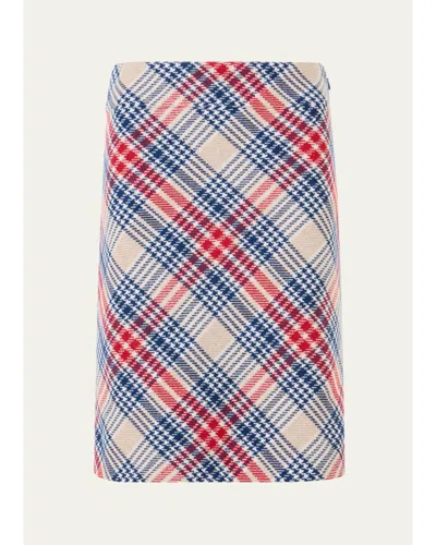 Akris Punto Check Wool-blend Mini Skirt In Cashew Multi
