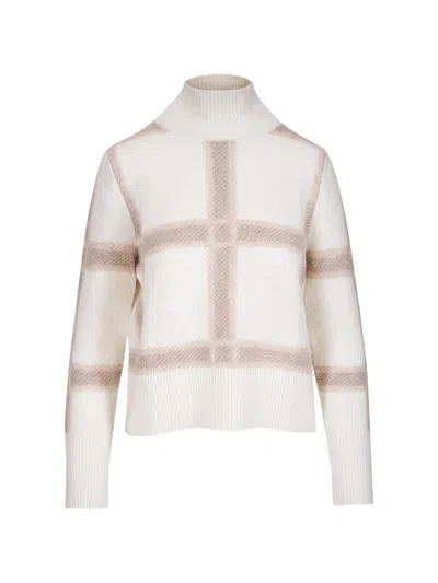 Akris Punto Check-pattern High-neck Sweater In Neutral