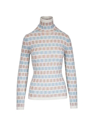 Akris Punto Check-pattern Roll-neck Sweater In Multi