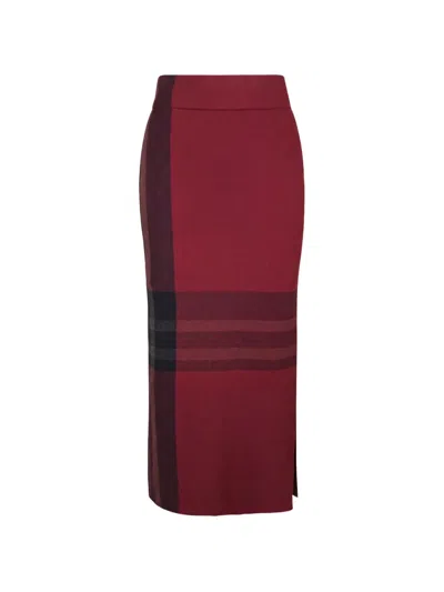 Akris Punto Check-pattern Side-slit Midi Skirt In Brown