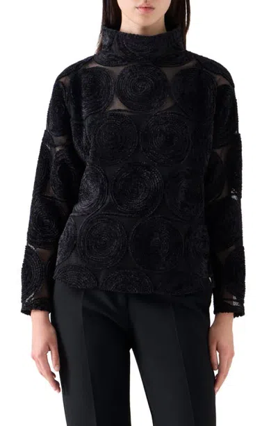 Akris Punto Chenille Dot Mesh Top In Black