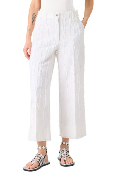 Akris Punto Chiara Cotton Fil Coupé Crop Wide Leg Jeans In White
