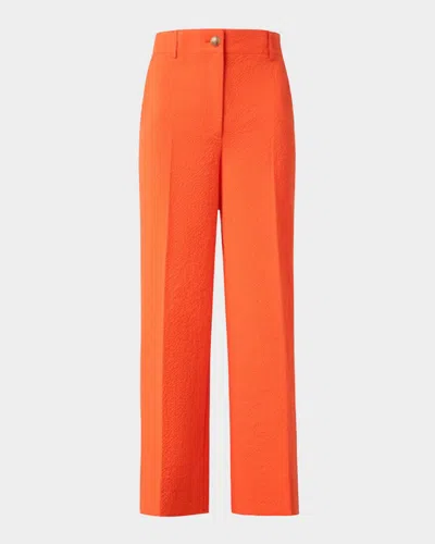 Akris Punto Chiara Cotton Seersucker Wide-leg Pants In Orange