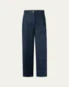 Akris Punto Chiara Wide Leg Cotton Wool Denim Pants In Navy Denim