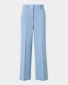 Akris Punto Chiara Wide Leg Cotton Wool Denim Pants In Sky