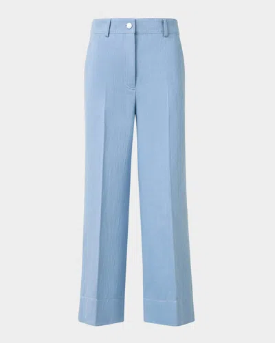 Akris Punto Chiara Wide Leg Cotton Wool Denim Pants In Sky