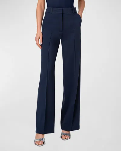 Akris Punto Chiaro Signature Jersey Straight-leg Pants In Navy