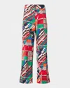 Akris Punto Chieko Denim Sea Clipper Print Cropped Pants In Multicolor