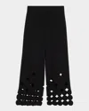 Akris Punto Chieko Dot Cut-out Straight-leg Crop Pants In Black