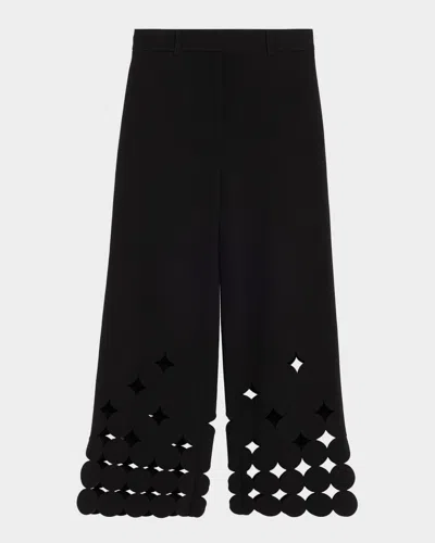 Akris Punto Chieko Dot Cut-out Straight-leg Crop Pants In Black