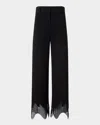 Akris Punto Chieko Waved Lace Wide Leg Jersey Pants In Black