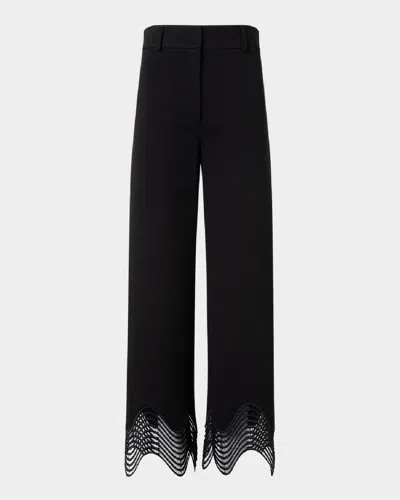 AKRIS PUNTO CHIEKO WAVED LACE WIDE LEG JERSEY PANTS
