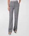 Akris Punto Chio Blurred Glencheck Wool Straight-leg Pants In Black-cream
